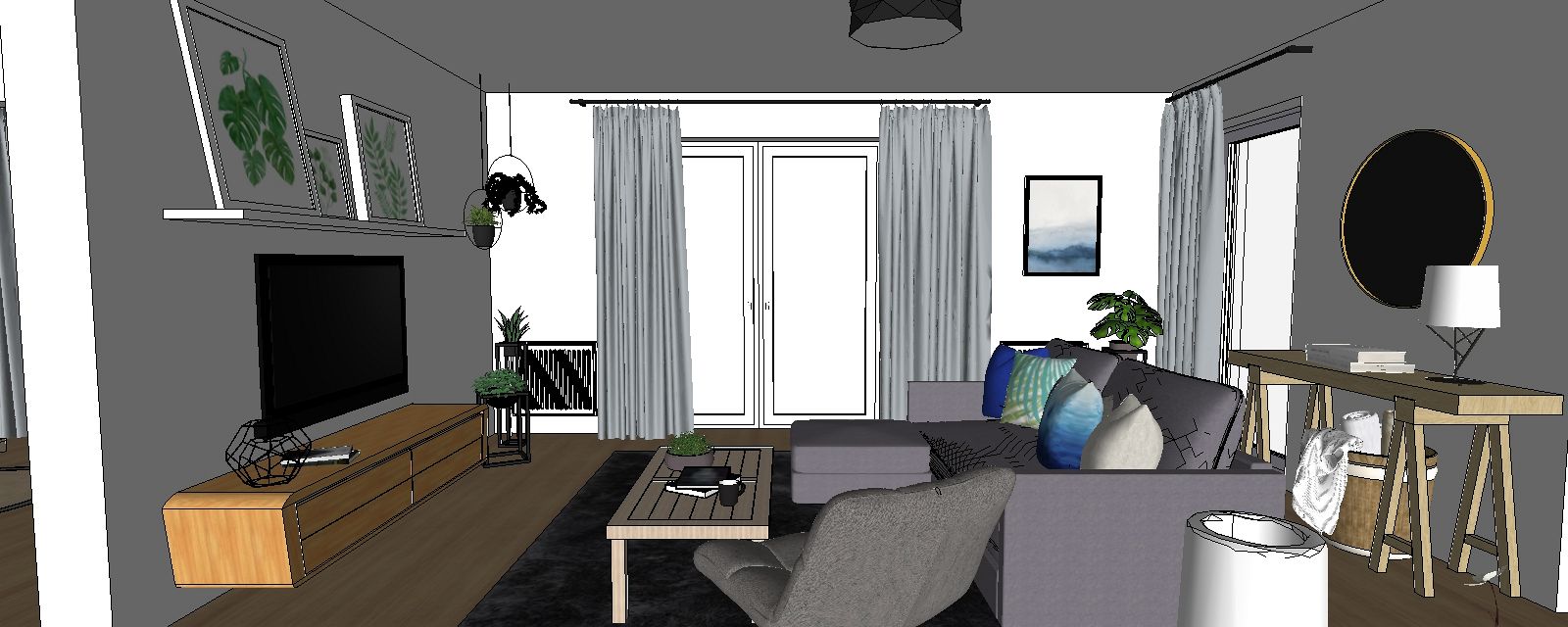 3d návrh interiéru obývačka