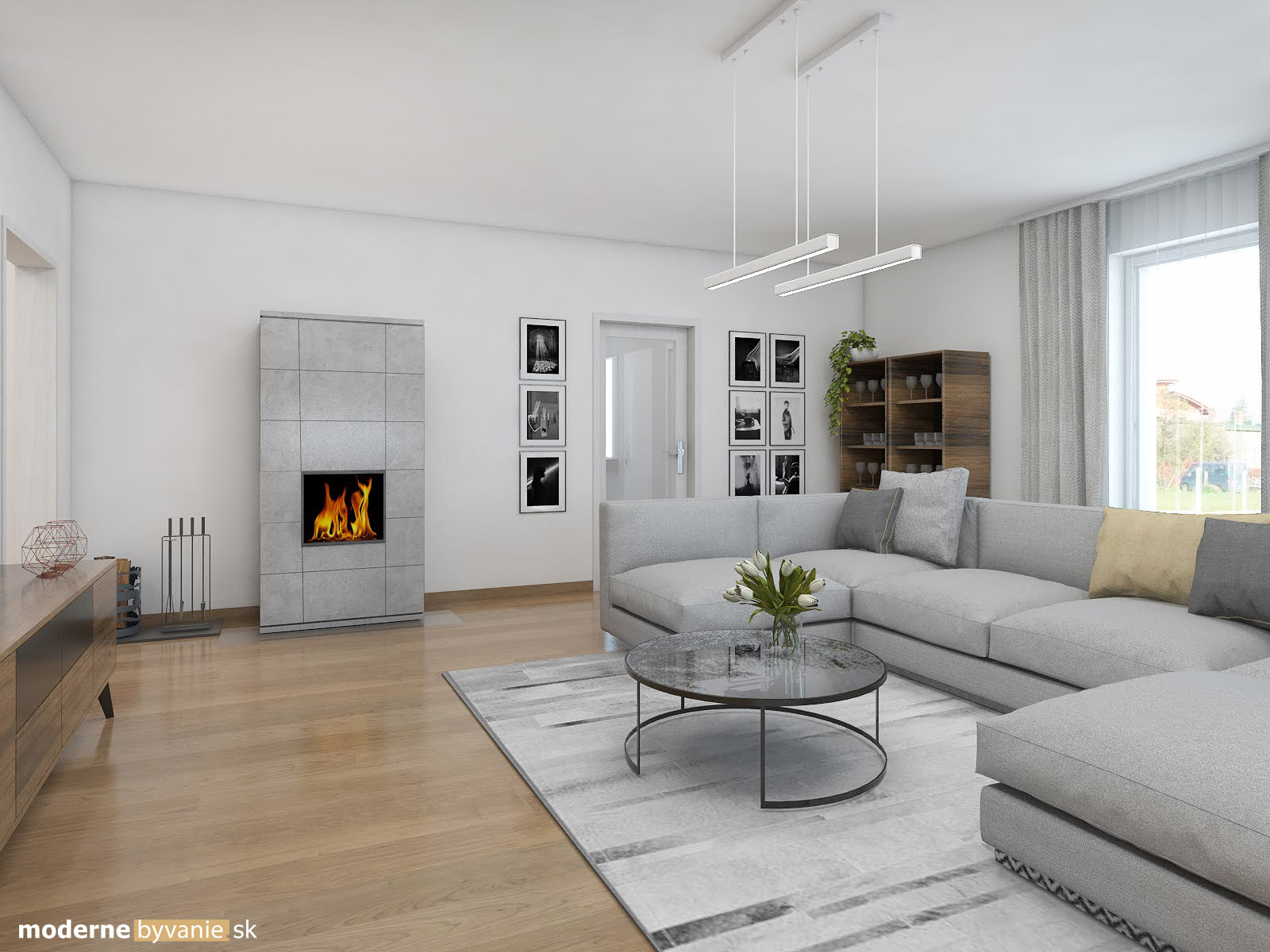 Návrh interiéru - Obývačka - Elegantný nadčasový interiér