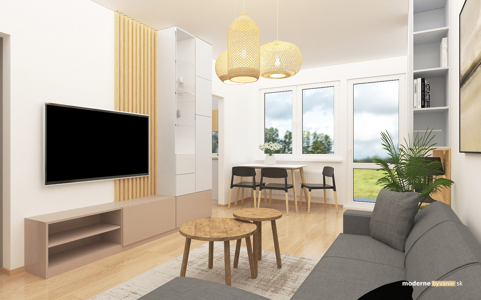 Návrh interiéru-Obývačka-Rekonštrukcia 4 izbového bytu v Dúbravke