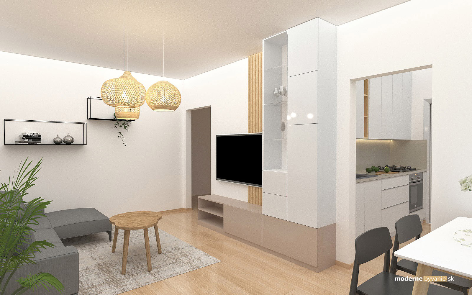 Návrh interiéru-Obývačka-Rekonštrukcia 4 izbového bytu v Dúbravke
