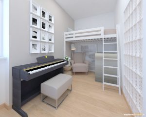 Návrh interiéru - spálňa - Bytový dizajn malého bytu s veľkou izbou