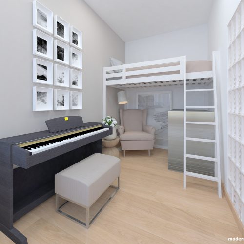 Návrh interiéru - spálňa - Bytový dizajn malého bytu s veľkou izbou