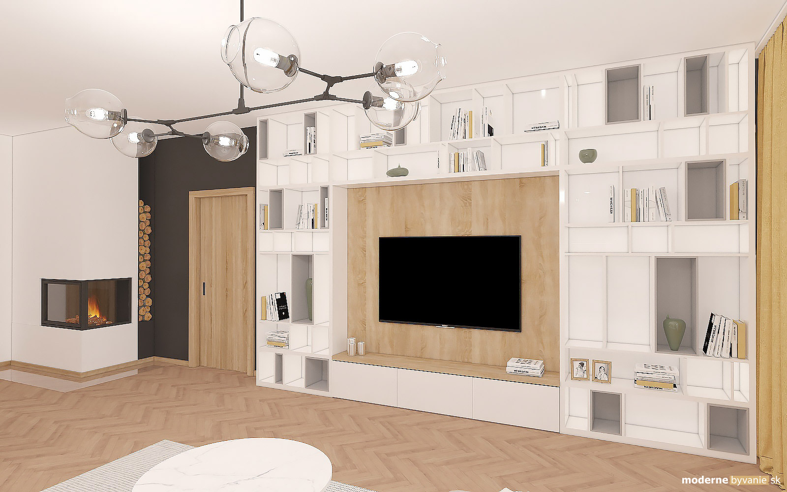 Návrh interiéru-Obývačka-Návrh interiéru domu v Cíferi